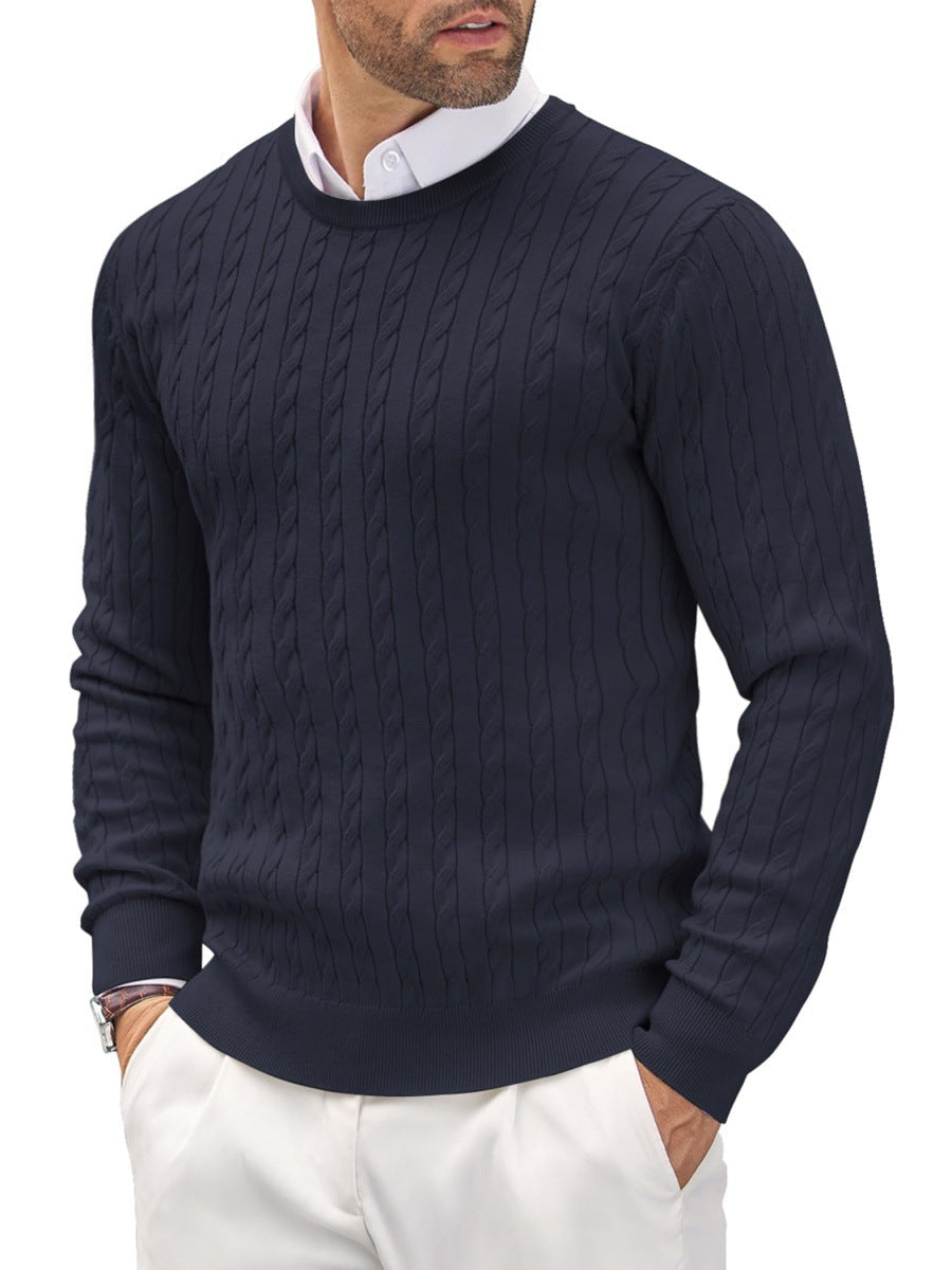 Modischer Herrenpullover Slim Fit mit gedrehtem Zopfmuster - 4 - Trendlinie