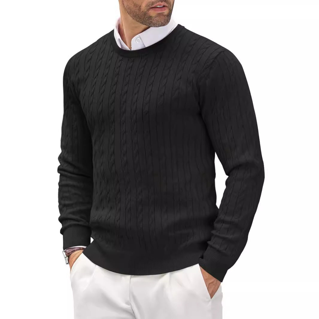 Modischer Herrenpullover Slim Fit mit gedrehtem Zopfmuster - 5 - Trendlinie