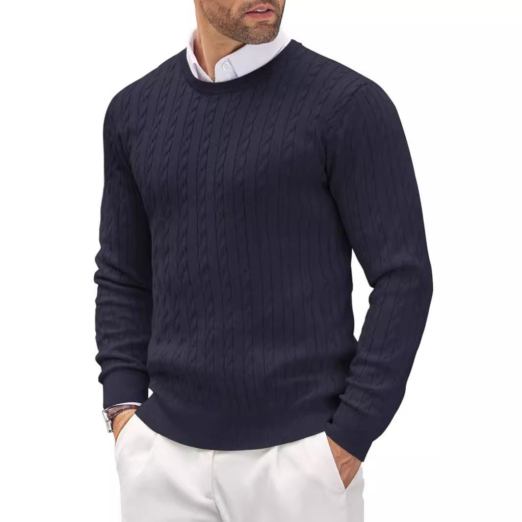 Modischer Herrenpullover Slim Fit mit gedrehtem Zopfmuster - 7 - Trendlinie