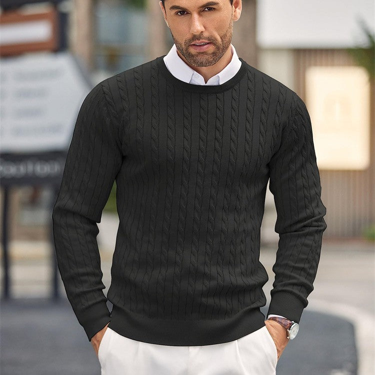 Modischer Herrenpullover Slim Fit mit gedrehtem Zopfmuster - 9 - Trendlinie