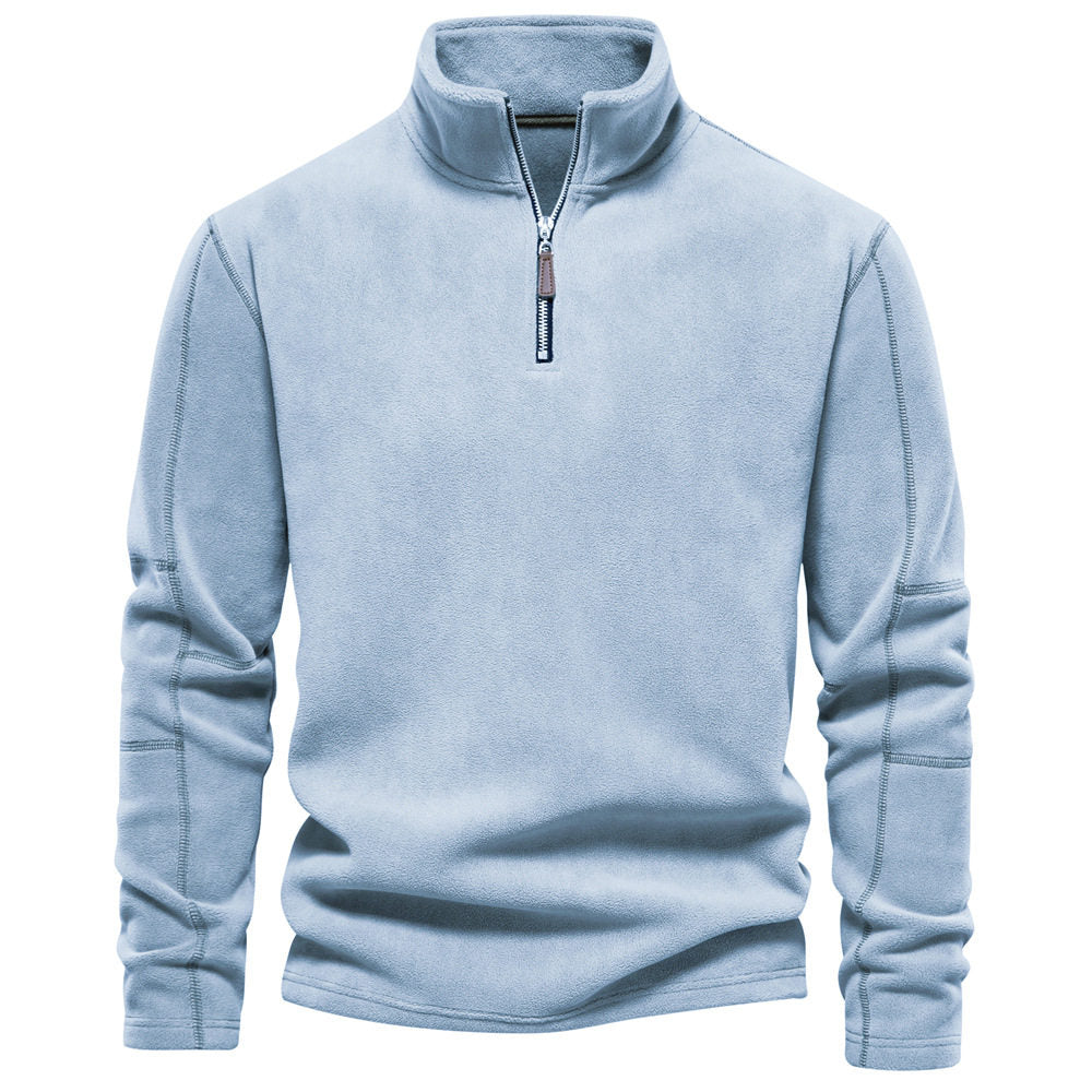 Herren-Pullover mit Stehkragen und Halb-Reißverschluss für entspannte Tage - 5 - Trendlinie