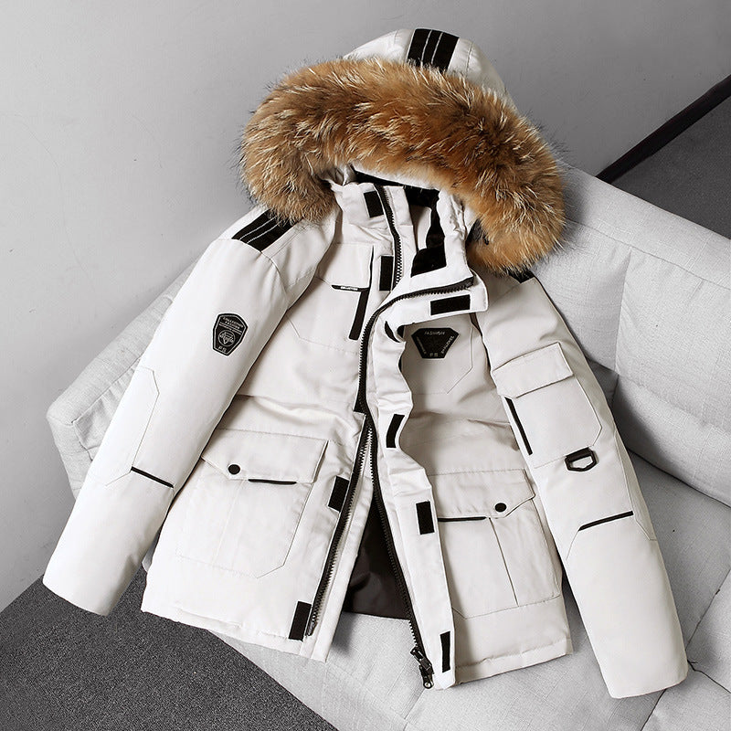 Herrenjacke mit Kapuze und voluminösem Pelzkragen - 5 - Trendlinie