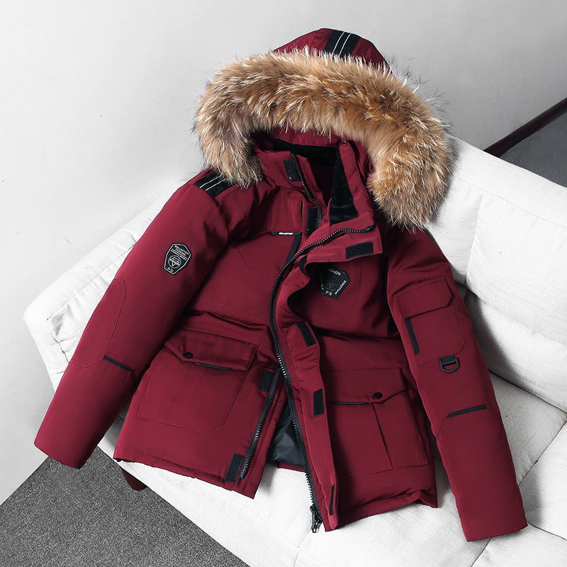 Herrenjacke mit Kapuze und voluminösem Pelzkragen - 8 - Trendlinie