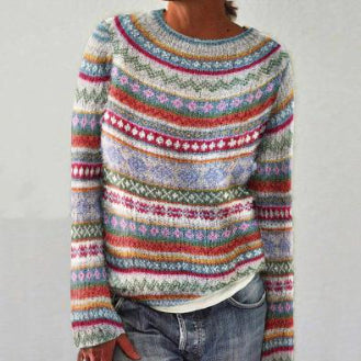 Modischer Damenpullover mit Auffälligen Designs für Gemütliche Tage - 1 - Trendlinie