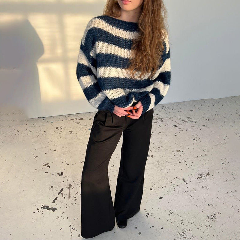 Damen Pullover im Lässigen Stil mit Streifenmuster - 1 - Trendlinie