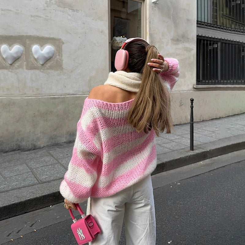 Damen Pullover im Lässigen Stil mit Streifenmuster - 5 - Trendlinie