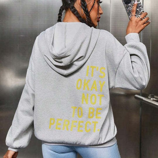Damen Hoodie mit lässiger Passform und inspirierendem Print - 2 - Trendlinie