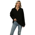 Damen Sweatshirt im Relaxed Fit mit V-Ausschnitt und Revers - 7 - Trendlinie
