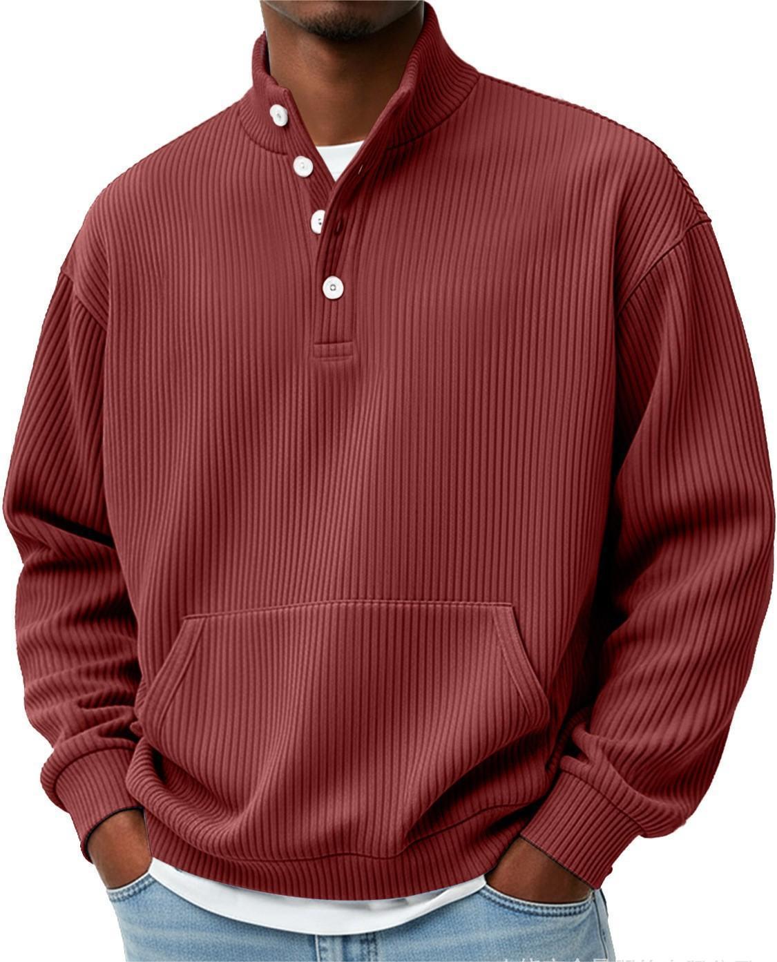 Herren Langarm-Sweatshirt mit trendiger Knopfleiste - 1 - Trendlinie