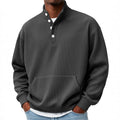 Herren Langarm-Sweatshirt mit trendiger Knopfleiste - 2 - Trendlinie