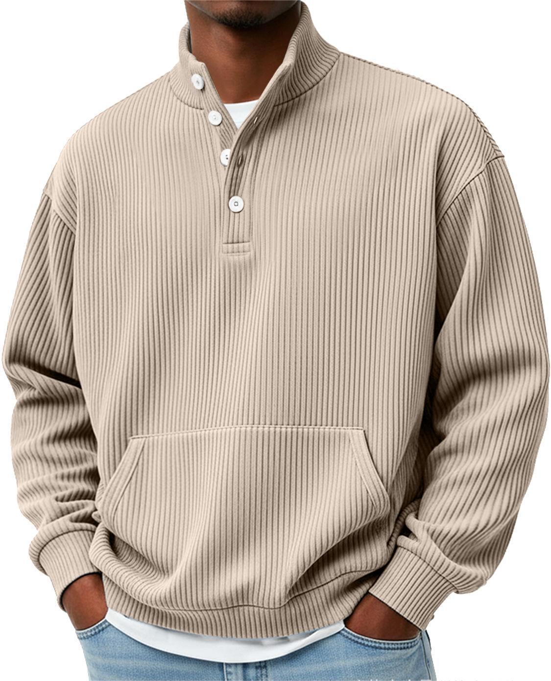 Herren Langarm-Sweatshirt mit trendiger Knopfleiste - 5 - Trendlinie
