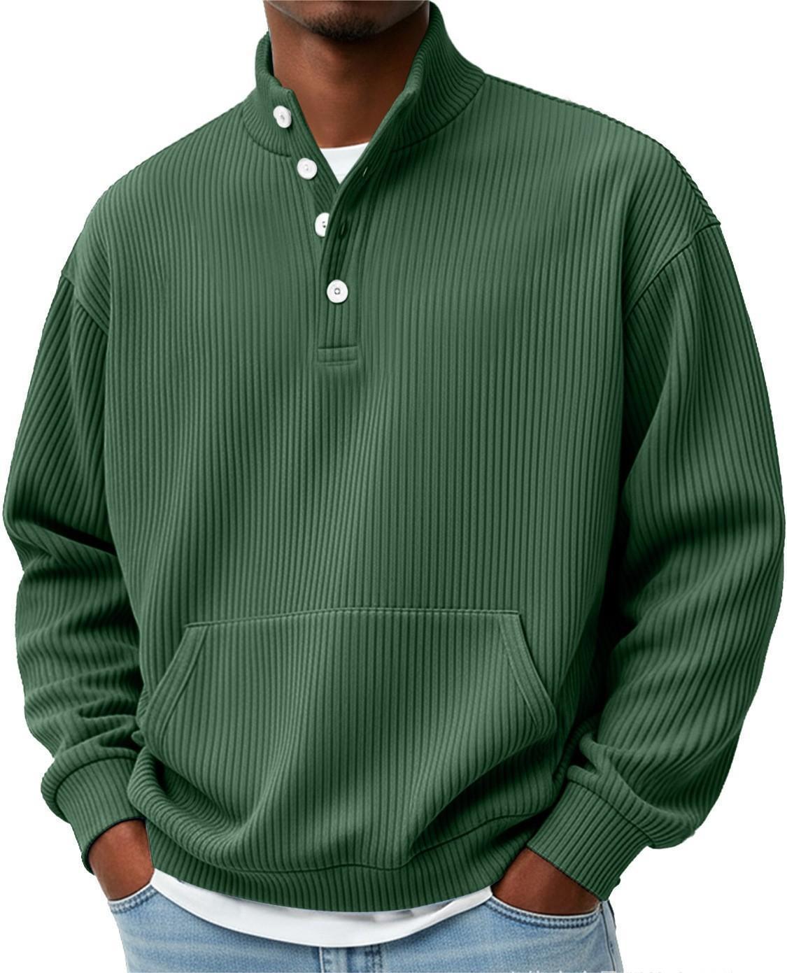 Herren Langarm-Sweatshirt mit trendiger Knopfleiste - 6 - Trendlinie