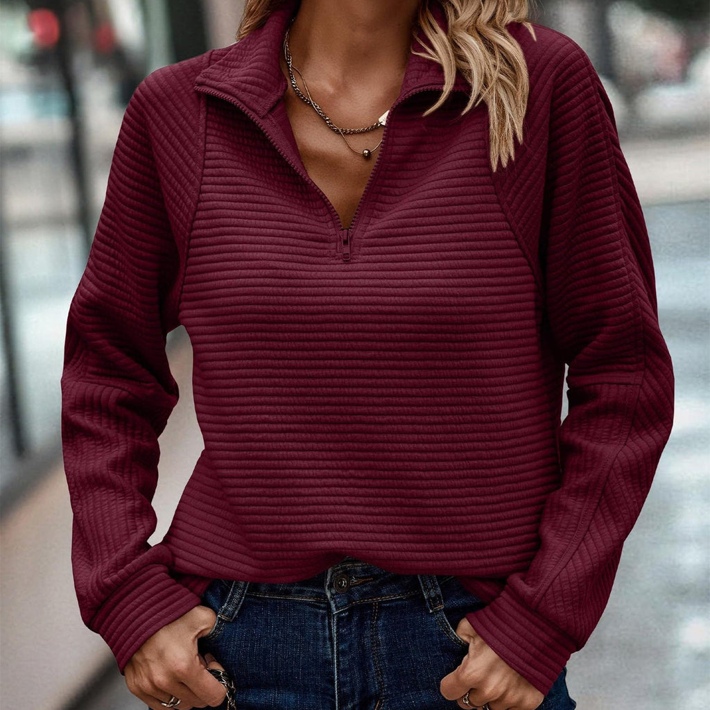 Damen Hoodie mit Reißverschluss und Stehkragen für lässige Anlässe - 5 - Trendlinie
