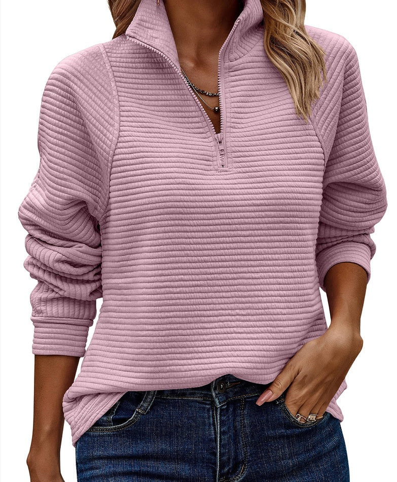 Damen Hoodie mit Reißverschluss und Stehkragen für lässige Anlässe - 8 - Trendlinie