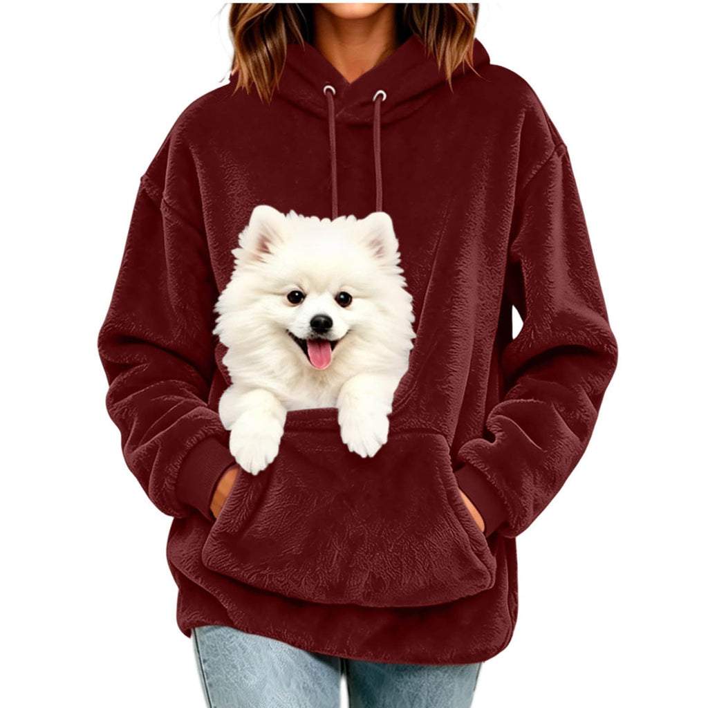 Damen-Hoodie mit lässiger Passform und großzügiger Tasche für Ihr Haustier - 2 - Trendlinie