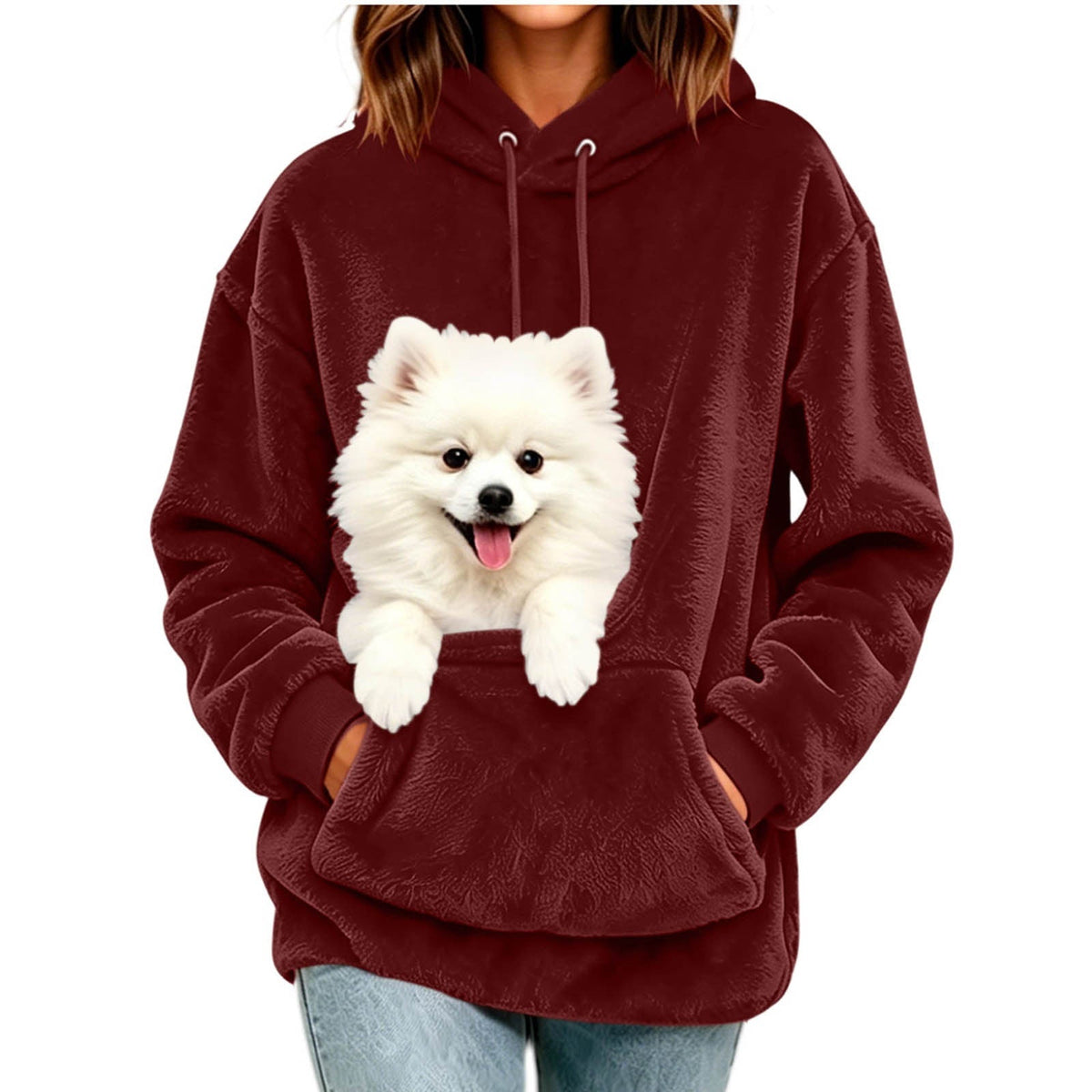 Damen-Hoodie mit lässiger Passform und großzügiger Tasche für Ihr Haustier - 2 - Trendlinie