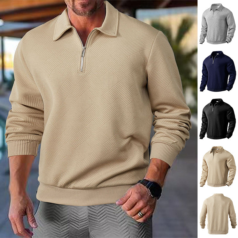 Herren Sweatshirt mit Halb-Zip und Jacquard-Muster - 1 - Trendlinie