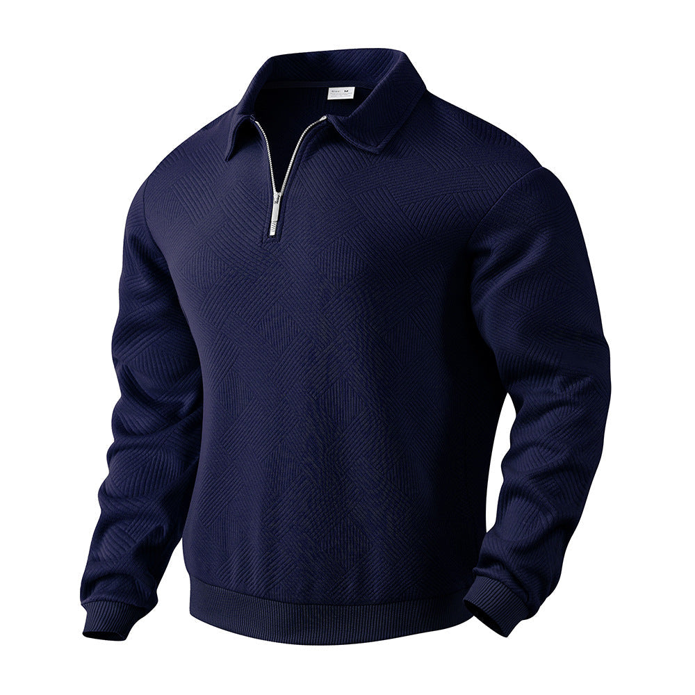 Herren Sweatshirt mit Halb-Zip und Jacquard-Muster - 2 - Trendlinie