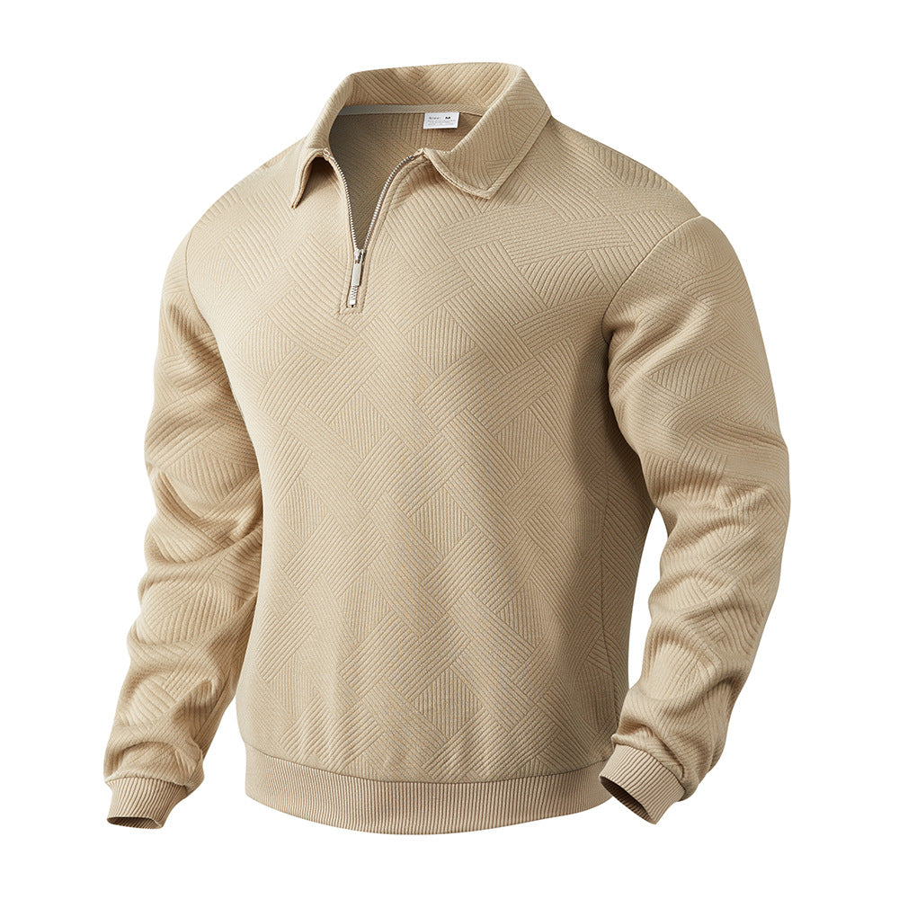Herren Sweatshirt mit Halb-Zip und Jacquard-Muster - 4 - Trendlinie