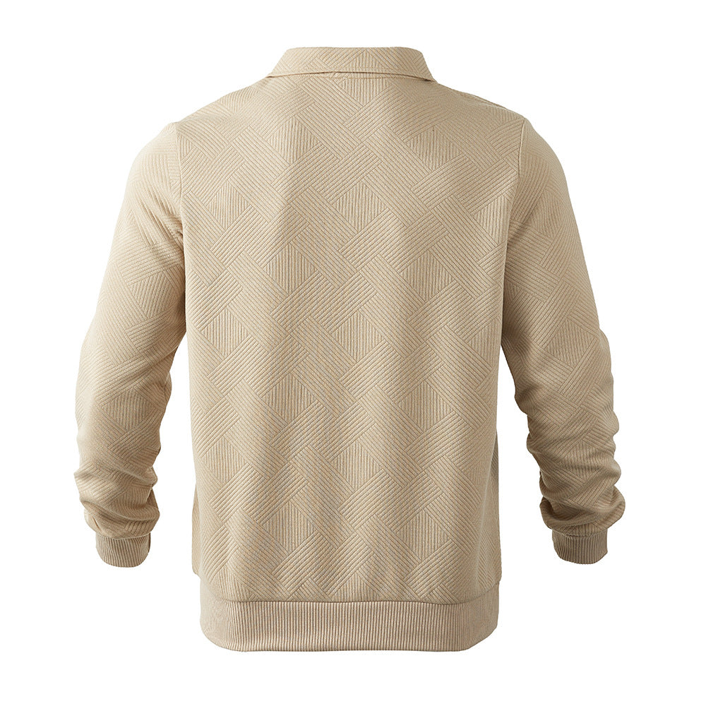 Herren Sweatshirt mit Halb-Zip und Jacquard-Muster - 7 - Trendlinie