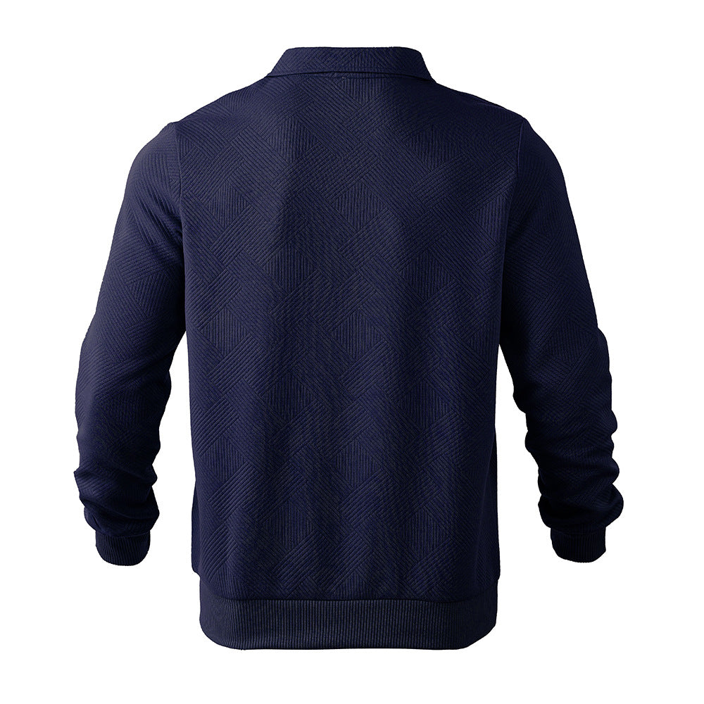 Herren Sweatshirt mit Halb-Zip und Jacquard-Muster - 8 - Trendlinie