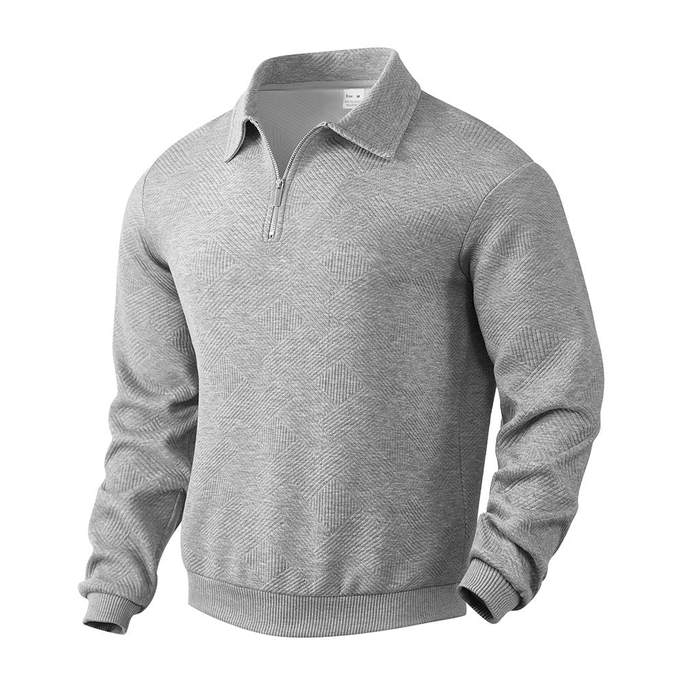 Herren Sweatshirt mit Halb-Zip und Jacquard-Muster - 9 - Trendlinie
