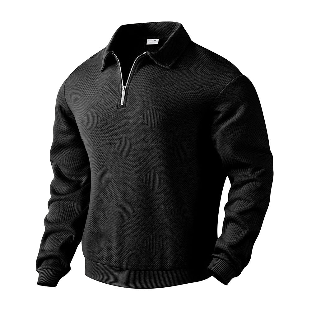 Herren Sweatshirt mit Halb-Zip und Jacquard-Muster - 10 - Trendlinie