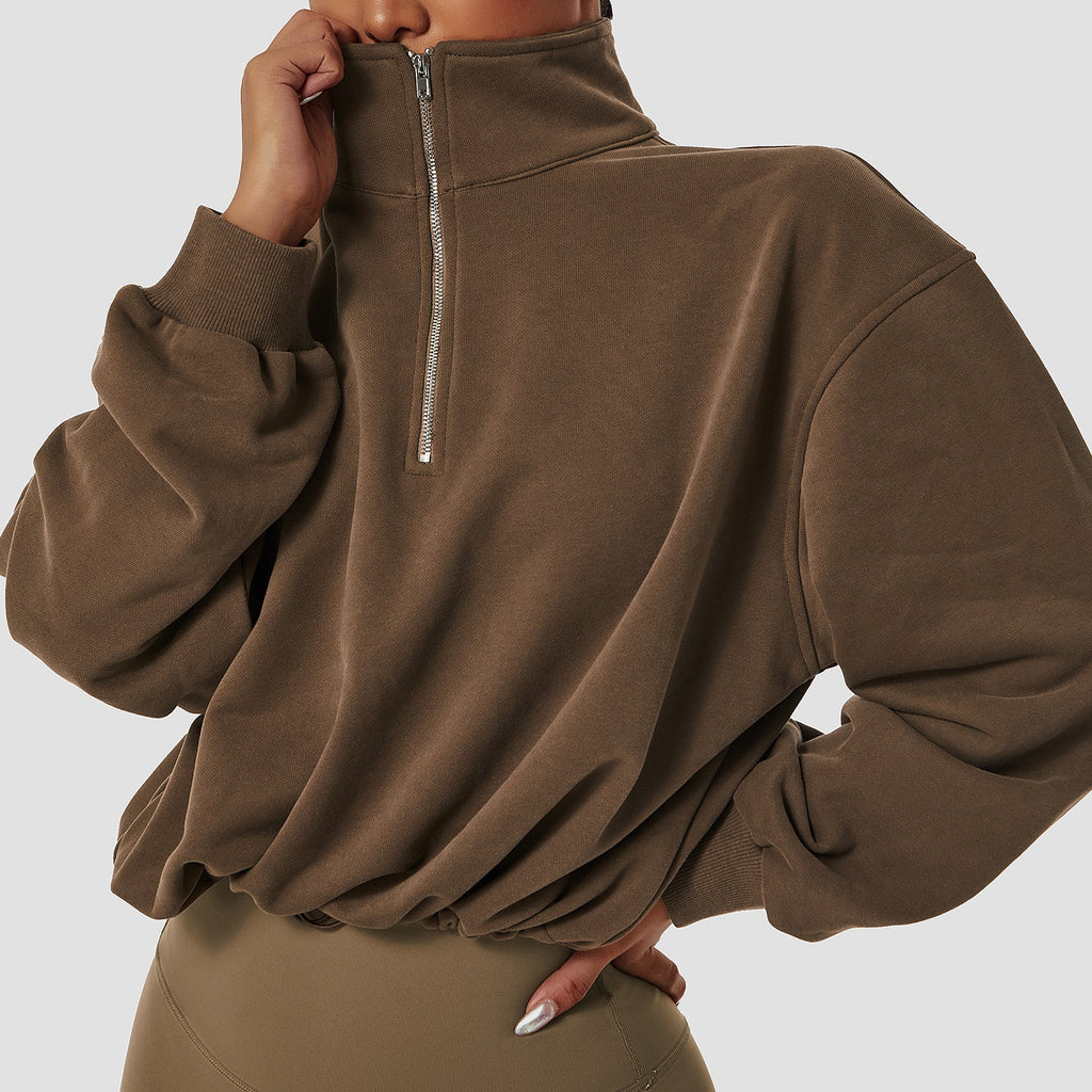 Damen Sweatpullover im Relaxed Fit mit Stehkragen - 1 - Trendlinie