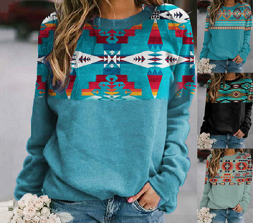 Damen Sweatshirt im Regular Fit mit modernem geometrischen Muster - 1 - Trendlinie