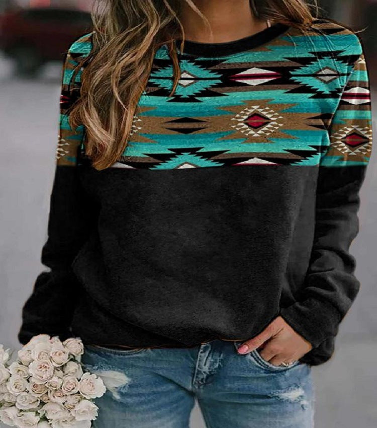 Damen Sweatshirt im Regular Fit mit modernem geometrischen Muster - 2 - Trendlinie
