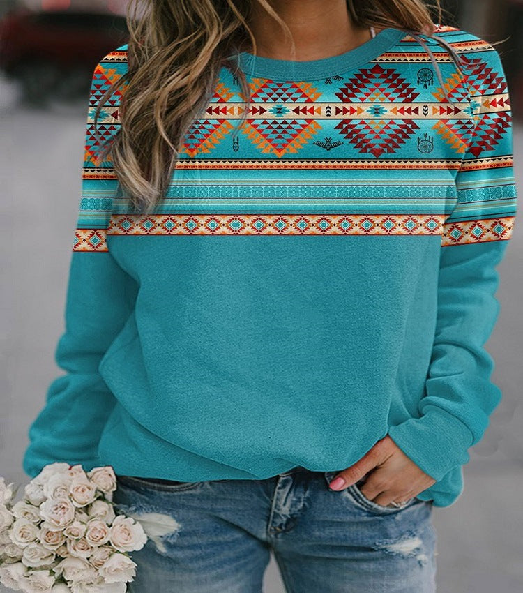 Damen Sweatshirt im Regular Fit mit modernem geometrischen Muster - 3 - Trendlinie
