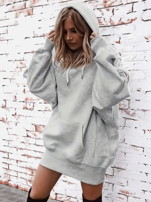 Damen Oversized Hoodie mit praktischer Kängurutasche - 3 - Trendlinie