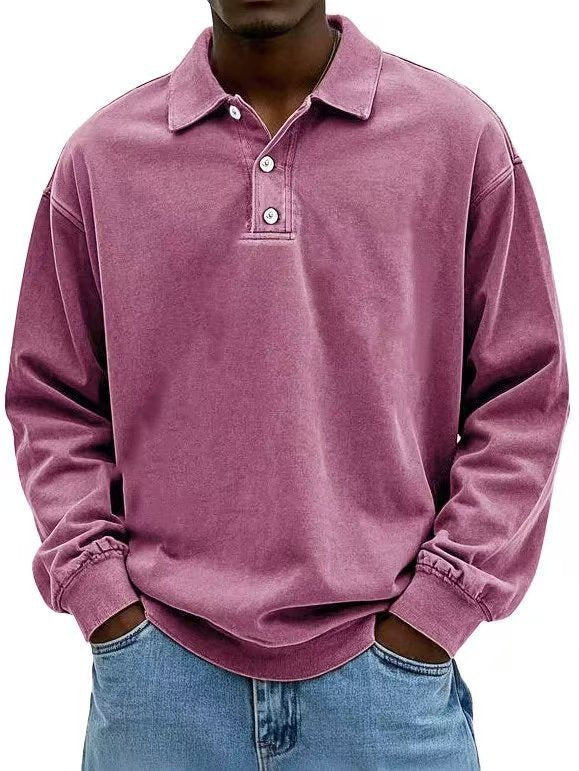 Herren Langarm-Polo mit Knopfdesign und Relaxed Fit - 1 - Trendlinie