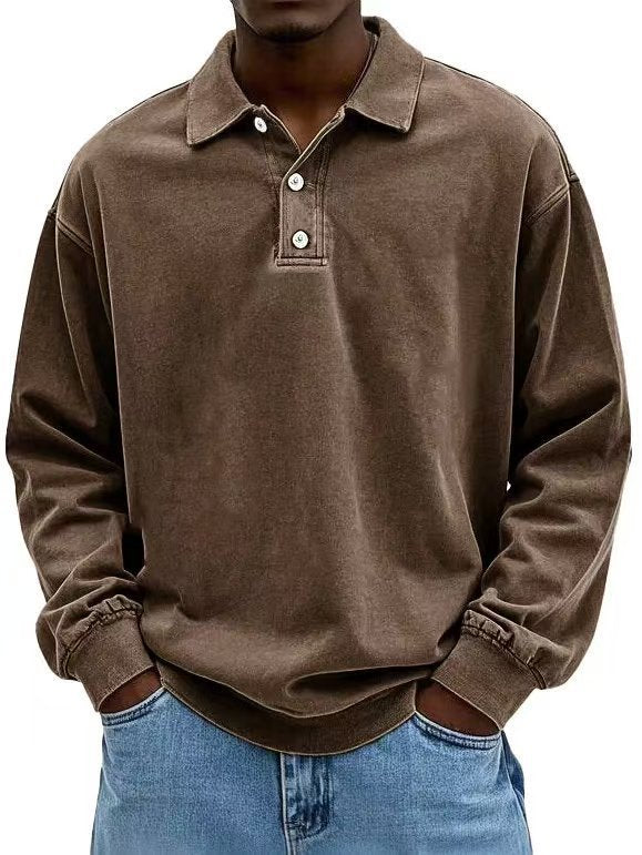 Herren Langarm-Polo mit Knopfdesign und Relaxed Fit - 2 - Trendlinie