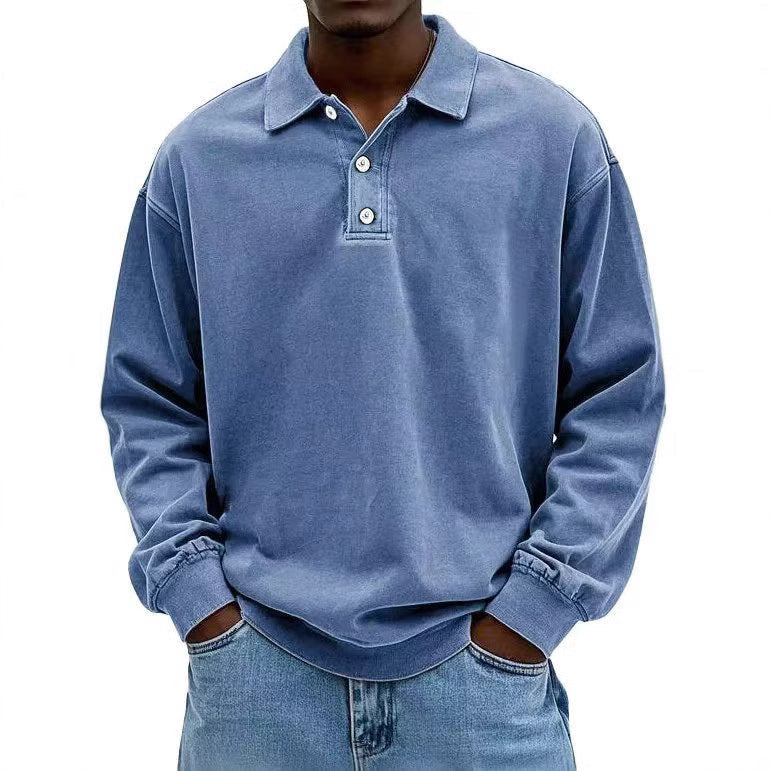 Herren Langarm-Polo mit Knopfdesign und Relaxed Fit - 3 - Trendlinie