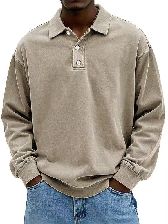 Herren Langarm-Polo mit Knopfdesign und Relaxed Fit - 4 - Trendlinie