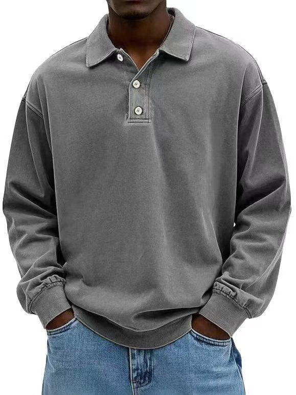 Herren Langarm-Polo mit Knopfdesign und Relaxed Fit - 5 - Trendlinie