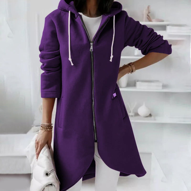 Damen Langarm Hoodie mit Reißverschluss und praktischen Taschen - 1 - Trendlinie