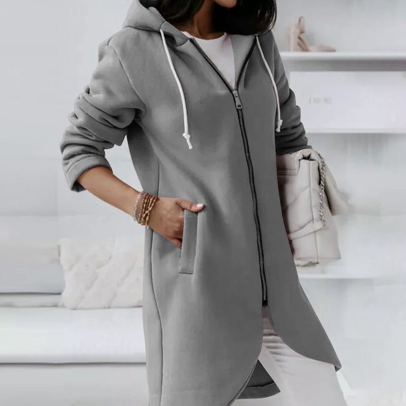 Damen Langarm Hoodie mit Reißverschluss und praktischen Taschen - 3 - Trendlinie