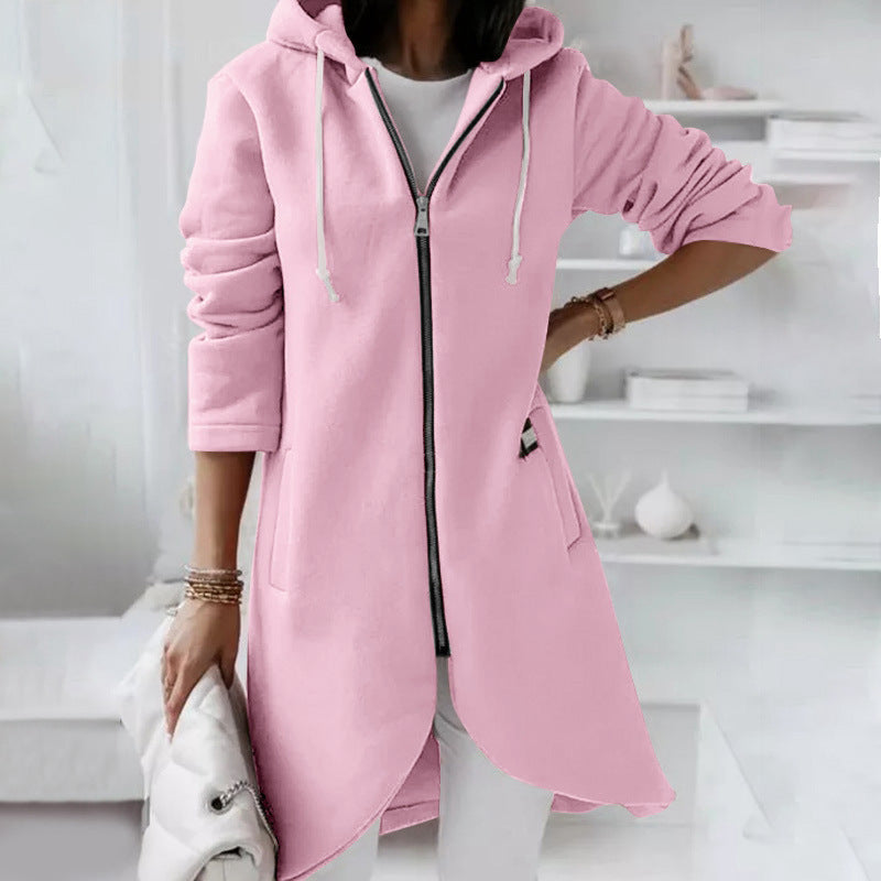 Damen Langarm Hoodie mit Reißverschluss und praktischen Taschen - 4 - Trendlinie