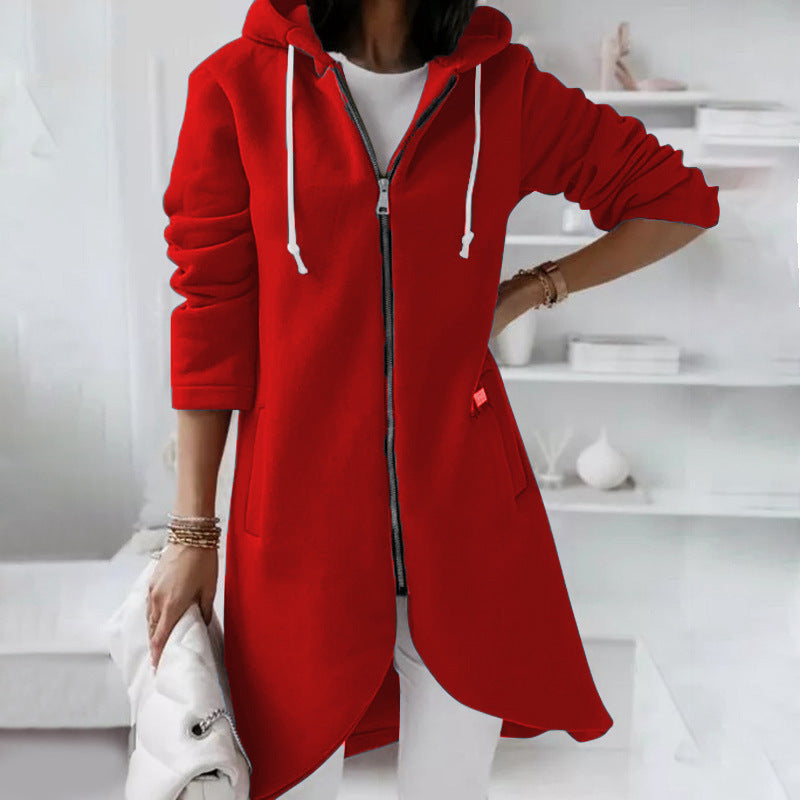 Damen Langarm Hoodie mit Reißverschluss und praktischen Taschen - 5 - Trendlinie