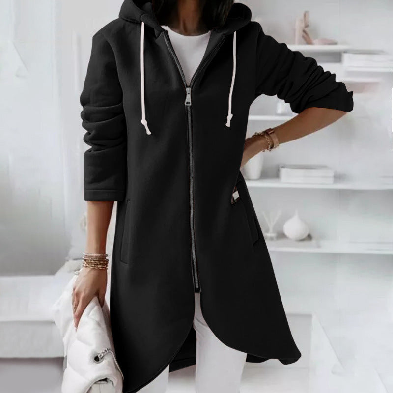 Damen Langarm Hoodie mit Reißverschluss und praktischen Taschen - 6 - Trendlinie