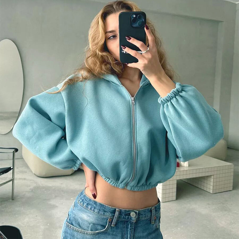 Damen Kapuzenjacke im Relaxed Fit mit Reißverschluss - 6 - Trendlinie