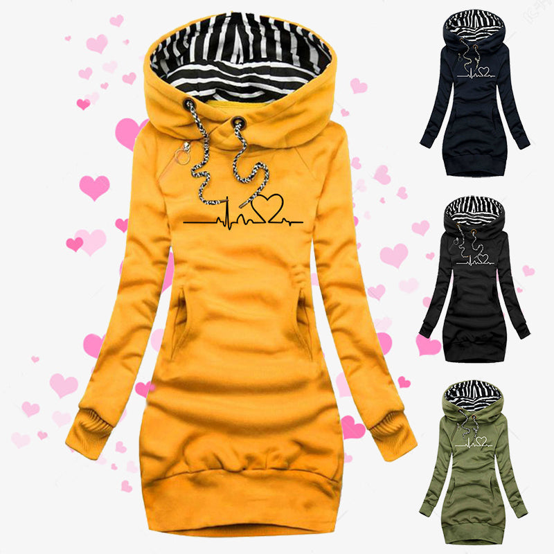 Damen Slim Fit Hoodie-Kleid mit praktischen Taschen - 1 - Trendlinie