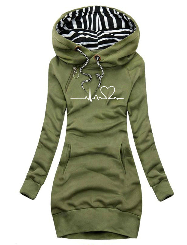 Damen Slim Fit Hoodie-Kleid mit praktischen Taschen - 2 - Trendlinie