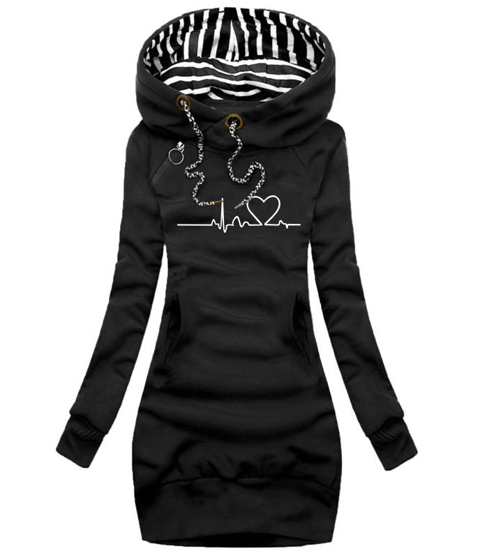 Damen Slim Fit Hoodie-Kleid mit praktischen Taschen - 3 - Trendlinie