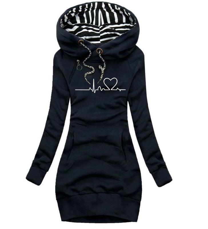 Damen Slim Fit Hoodie-Kleid mit praktischen Taschen - 4 - Trendlinie