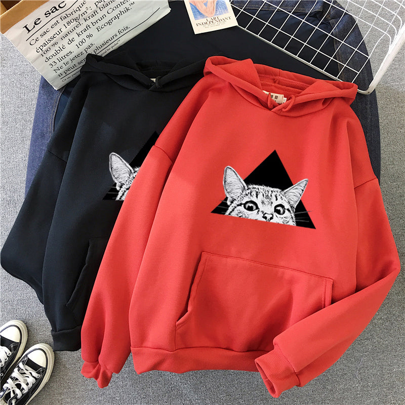 Damen-Hoodie im Relaxed Fit mit verspieltem Katzen-Design - 1 - Trendlinie
