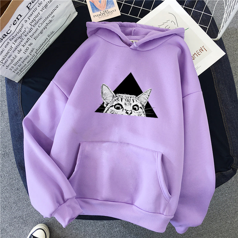 Damen-Hoodie im Relaxed Fit mit verspieltem Katzen-Design - 2 - Trendlinie