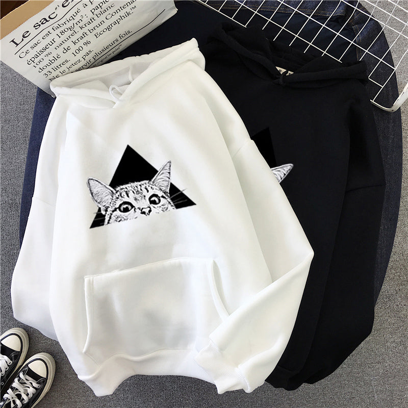 Damen-Hoodie im Relaxed Fit mit verspieltem Katzen-Design - 3 - Trendlinie